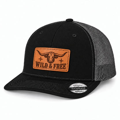 Wild and Free Leather Patch Trucker Hat