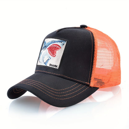 Shark Embroidered Unisex Trucker Baseball Cap