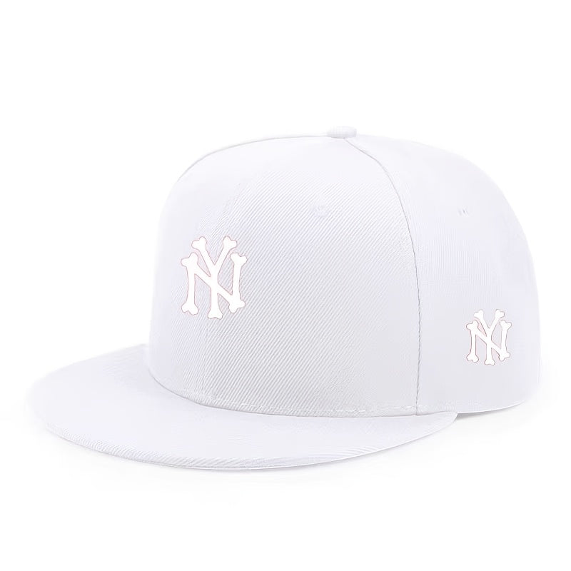 NY Letter Print Flat-Brim Cap