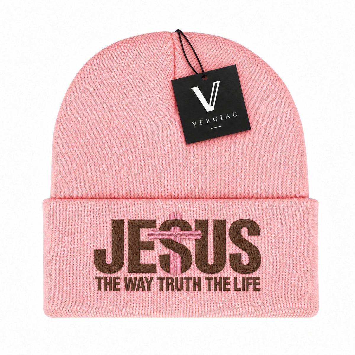 A JESUS Embroidered Acrylic Knitted Hat Unisex High Elasticity High Gram Weight Warm and Comfortable