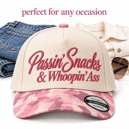 Passin Snacks & Whoopin Ass Novelty 5-Panel Trucker Hat