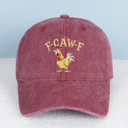 Funny F-caw-f Rooster Embroidered Vintage Hat