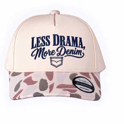 Less Drama, More Denim 5-Panel Trucker Hat